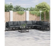 Sodo Sofų Rinkinys su pagalve 7 pcs Juoda Aliuminis