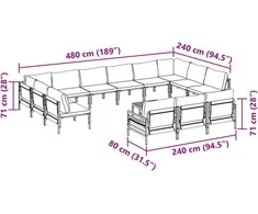 Sodo Sofų Rinkinys su pagalve 14 pcs Juoda Plienas