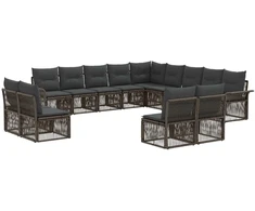 Lauko baldų komplektas Sodo Sofų Rinkinys 13 pcs Pilka poliratanas