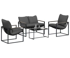 Lauko baldų komplektas Sodo Sofų Rinkinys 4 pcs Juoda ir Antracitas Plienas