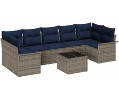 Lauko baldų komplektas Sodo Sofų Rinkinys 8 pcs Pilka poliratanas