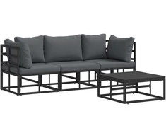 Sodo Sofų Rinkinys 4 pcs Juoda metalas