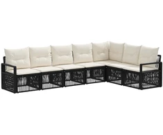 Lauko baldų komplektas Sodo Sofų Rinkinys 7 pcs Juoda poliratanas