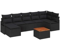 Lauko baldų komplektas Sodo Sofų Rinkinys su saugykla 8 pcs Juoda poliratanas