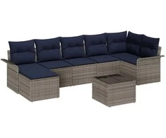 Lauko baldų komplektas Sodo Sofų Rinkinys su saugykla 8 pcs Pilka poliratanas