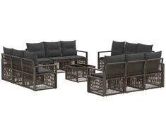 Lauko baldų komplektas Sodo Sofų Rinkinys 13 pcs Pilka poliratanas