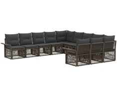 Lauko baldų komplektas Sodo Sofų Rinkinys 11 pcs Pilka poliratanas