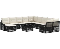 Lauko baldų komplektas Sodo Sofų Rinkinys 12 pcs Juoda poliratanas