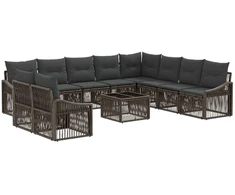 Lauko baldų komplektas Sodo Sofų Rinkinys 11 pcs Pilka poliratanas
