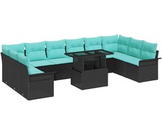 Lauko baldų komplektas Sodo Sofų Rinkinys su pagalve 11 pcs Juoda Poli ratanas