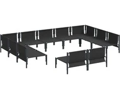 Sodo Sofų Rinkinys su pagalve 11 pcs Juoda Plienas
