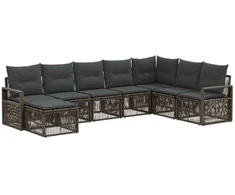 Lauko baldų komplektas Sodo Sofų Rinkinys 8 pcs Pilka poliratanas