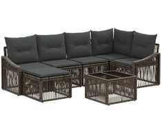 Lauko baldų komplektas Sodo Sofų Rinkinys 7 pcs Pilka poliratanas