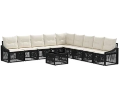 Lauko baldų komplektas Sodo Sofų Rinkinys 10 pcs Juoda poliratanas