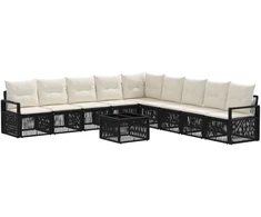 Lauko baldų komplektas Sodo Sofų Rinkinys 10 pcs Juoda poliratanas