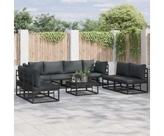 Sodo Sofų Rinkinys su pagalve 8 pcs Juoda Aliuminis