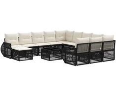 Lauko baldų komplektas Sodo Sofų Rinkinys 13 pcs Juoda poliratanas