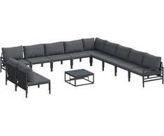 Sodo Sofų Rinkinys su pagalve 12 pcs Juoda Plienas