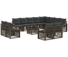 Lauko baldų komplektas Sodo Sofų Rinkinys 13 pcs Pilka poliratanas