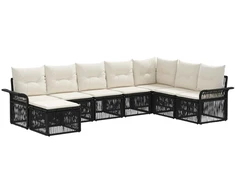 Lauko baldų komplektas Sodo Sofų Rinkinys 8 pcs Juoda poliratanas