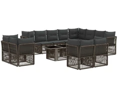 Lauko baldų komplektas Sodo Sofų Rinkinys 13 pcs Pilka poliratanas