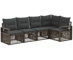 Lauko baldų komplektas Sodo Sofų Rinkinys 5 pcs Pilka poliratanas