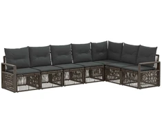 Lauko baldų komplektas Sodo Sofų Rinkinys 7 pcs Pilka poliratanas