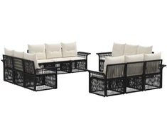 Lauko baldų komplektas Sodo Sofų Rinkinys 12 pcs Juoda poliratanas
