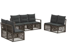 Lauko baldų komplektas Sodo Sofų Rinkinys 7 pcs Pilka poliratanas