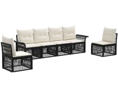 Lauko baldų komplektas Sodo Sofų Rinkinys 6 pcs Juoda poliratanas