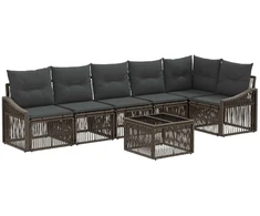 Lauko baldų komplektas Sodo Sofų Rinkinys 7 pcs Pilka poliratanas