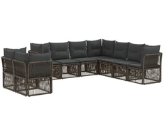 Lauko baldų komplektas Sodo Sofų Rinkinys 9 pcs Pilka poliratanas