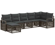 Lauko baldų komplektas Sodo Sofų Rinkinys 7 pcs Pilka poliratanas