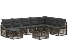 Lauko baldų komplektas Sodo Sofų Rinkinys 9 pcs Pilka poliratanas