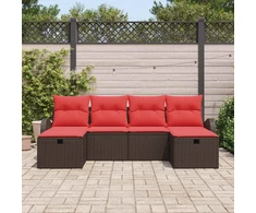 Lauko baldų komplektas Sodo Sofų Rinkinys su pagalve 6 pcs Ruda poliratanas
