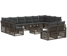 Lauko baldų komplektas Sodo Sofų Rinkinys 13 pcs Pilka poliratanas