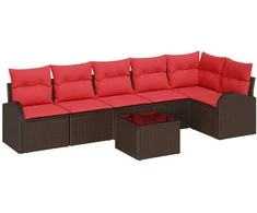 Lauko baldų komplektas Sodo Sofų Rinkinys 7 pcs Ruda poliratanas