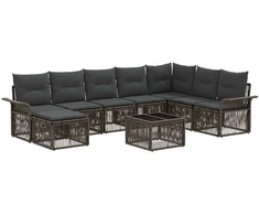 Lauko baldų komplektas Sodo Sofų Rinkinys 9 pcs Pilka poliratanas