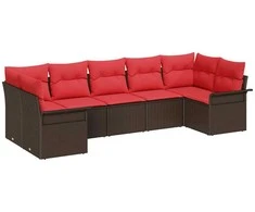 Lauko baldų komplektas Sodo Sofų Rinkinys su saugykla 7 pcs Ruda Poli ratanas