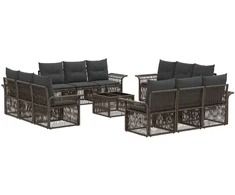 Lauko baldų komplektas Sodo Sofų Rinkinys 13 pcs Pilka poliratanas