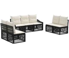Lauko baldų komplektas Sodo Sofų Rinkinys 7 pcs Juoda poliratanas