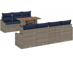 Lauko baldų komplektas Sodo Sofų Rinkinys su saugykla 8 pcs Pilka Poli ratanas
