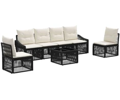 Lauko baldų komplektas Sodo Sofų Rinkinys 7 pcs Juoda poliratanas
