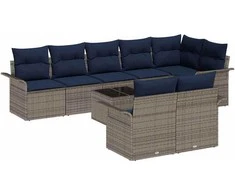 Lauko baldų komplektas Sodo Sofų Rinkinys su saugykla 9 pcs Pilka poliratanas