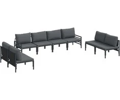 Sodo Sofų Rinkinys su pagalve 8 pcs Juoda Plienas