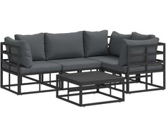 Sodo Sofų Rinkinys su pagalve 5 pcs Juoda Aliuminis