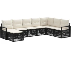 Lauko baldų komplektas Sodo Sofų Rinkinys 8 pcs Juoda poliratanas