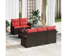 Lauko baldų komplektas Sodo Sofų Rinkinys su pagalve 6 pcs Ruda poliratanas