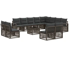 Lauko baldų komplektas Sodo Sofų Rinkinys 13 pcs Pilka poliratanas
