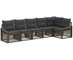 Lauko baldų komplektas Sodo Sofų Rinkinys 6 pcs Pilka poliratanas